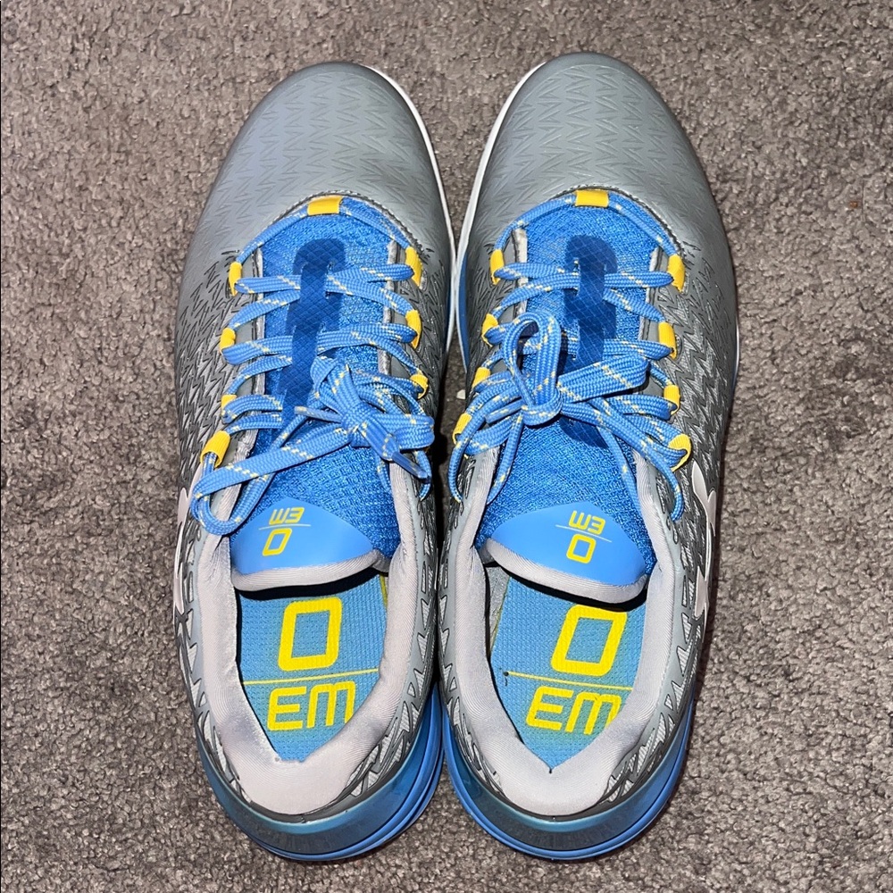 Under Armour Blue and Gray Sneakers with Yellow Accents - Picture 5 of 8